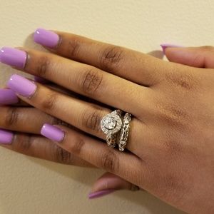 White Sapphire Engagement Ring Set - Size 7 NWOT